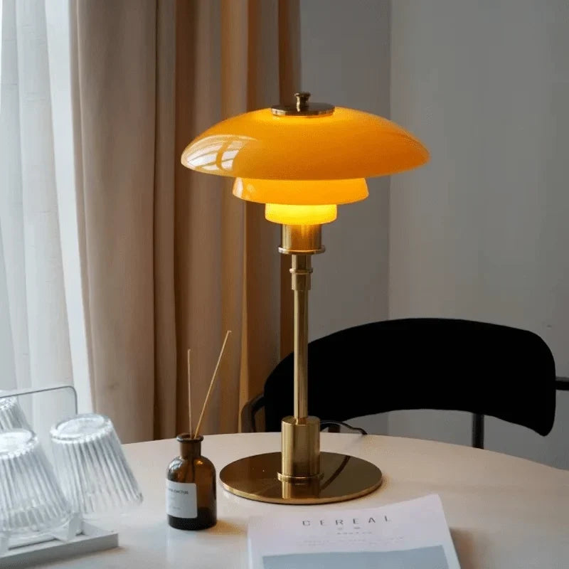 Table Lamp Iron And Glass Continuously Dimmable Rotary Control
