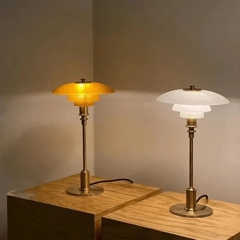 Table Lamp Iron And Glass Continuously Dimmable Rotary Control