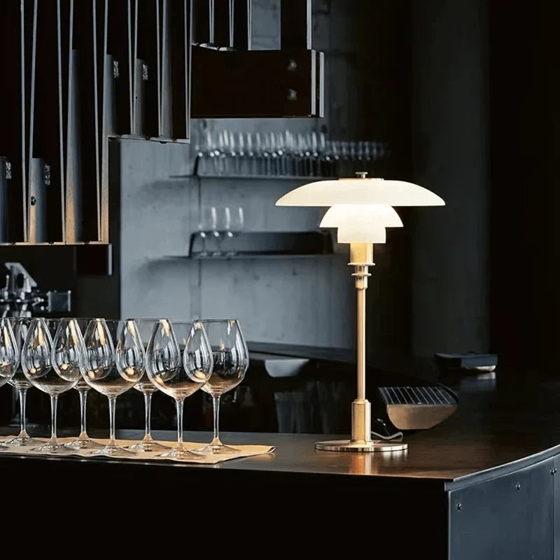 Table Lamp Iron And Glass Continuously Dimmable Rotary Control