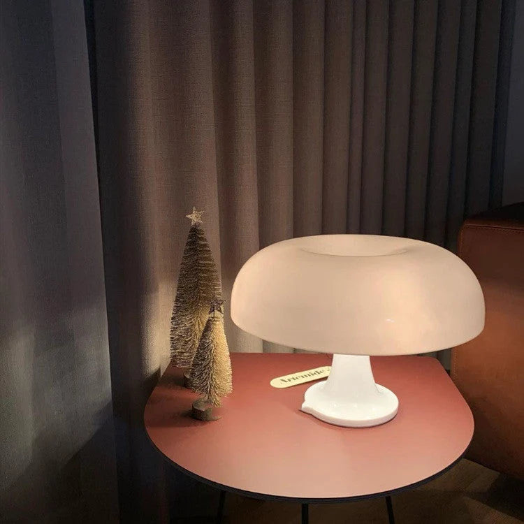 Table Lamp Mushroom Opal-Effect Dome Soft Glare-Reducing Light E27 Socket