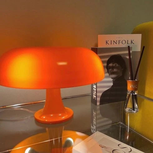 Table Lamp Mushroom Opal-Effect Dome Soft Glare-Reducing Light E27 Socket