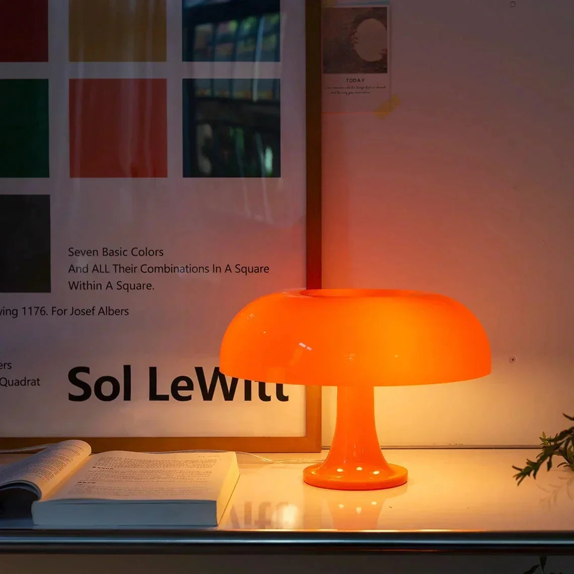 Table Lamp Mushroom Opal-Effect Dome Soft Glare-Reducing Light E27 Socket