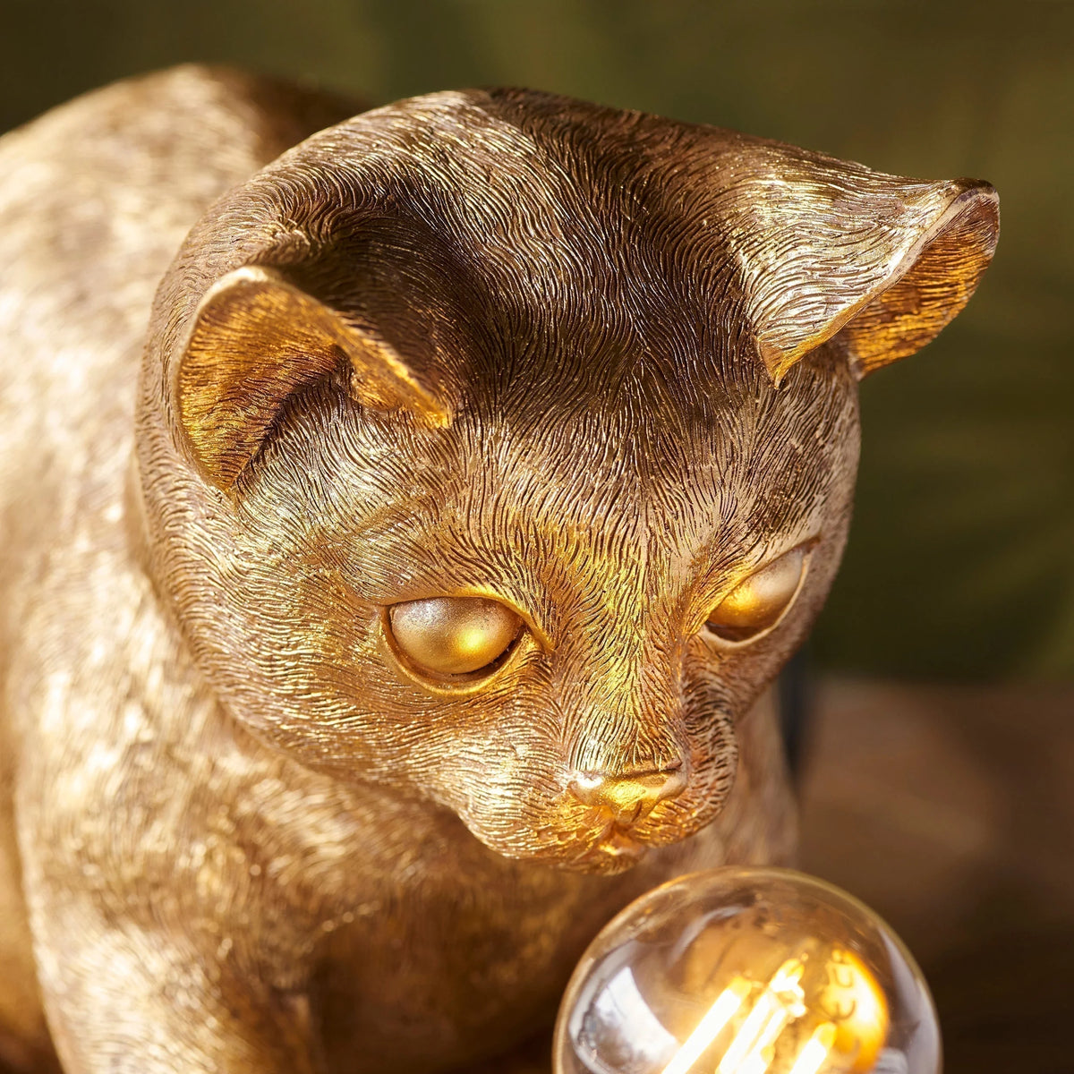 Table Lamp Resin Kitten Design Inline Switch