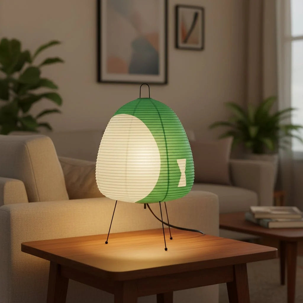 Table Lamp Rice Paper Shade Soft Glare-Free Light