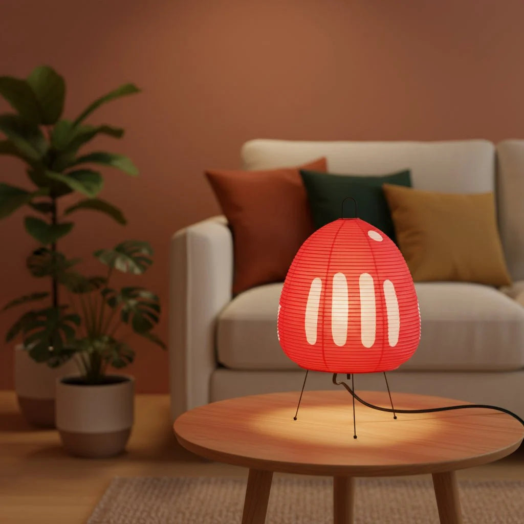 Table Lamp Rice Paper Shade Soft Glare-Free Light