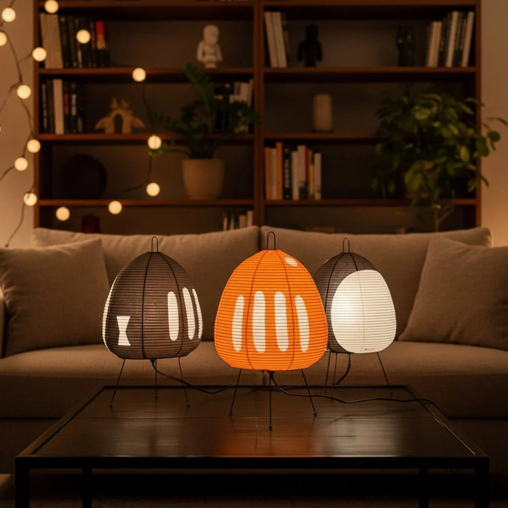 Table Lamp Rice Paper Shade Soft Glare-Free Light