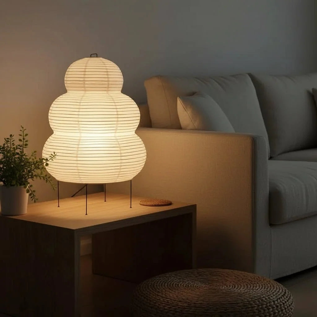 Table Lamp Rice Paper Shade Soft Glare-Free Light