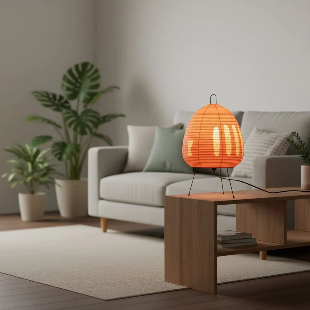 Table Lamp Rice Paper Shade Soft Glare-Free Light