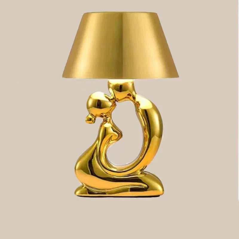 Table Lamp Sculptural Base Cordless Rechargeable Warm Ambient Light
