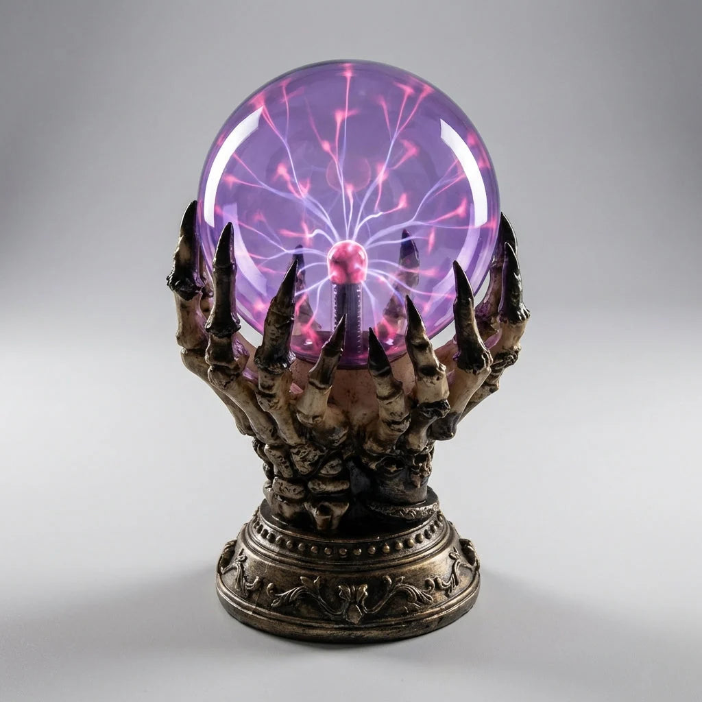 Table Lamp Skeletal Hand Touch-Activated Plasma Globe
