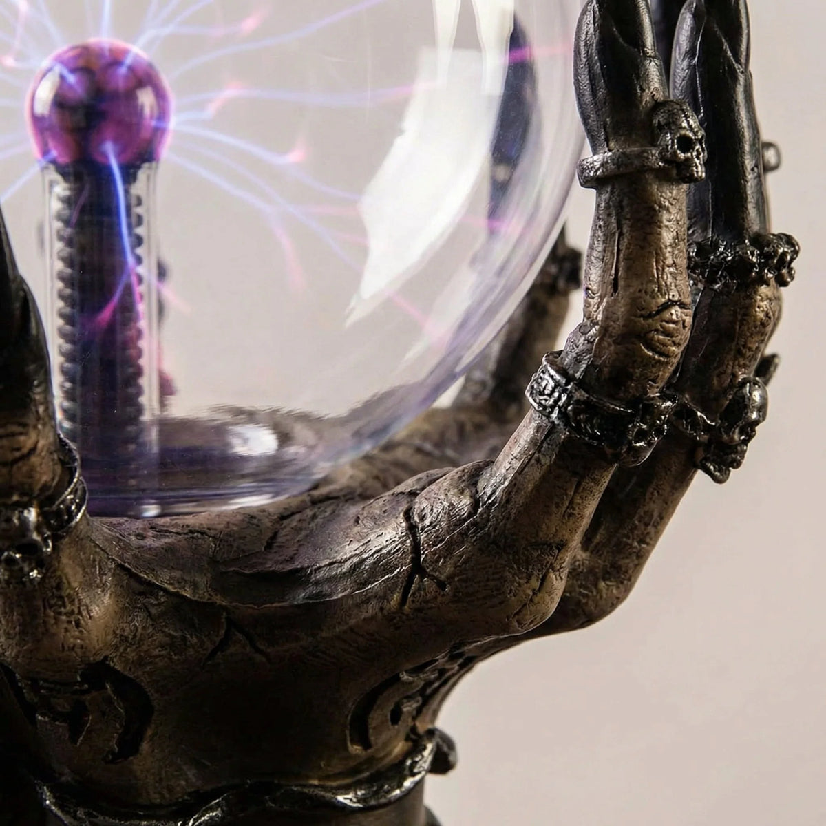 Table Lamp Skeletal Hand Touch-Activated Plasma Globe