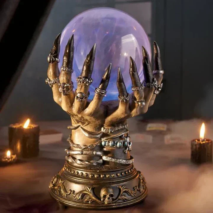 Table Lamp Skeletal Hand Touch-Activated Plasma Globe