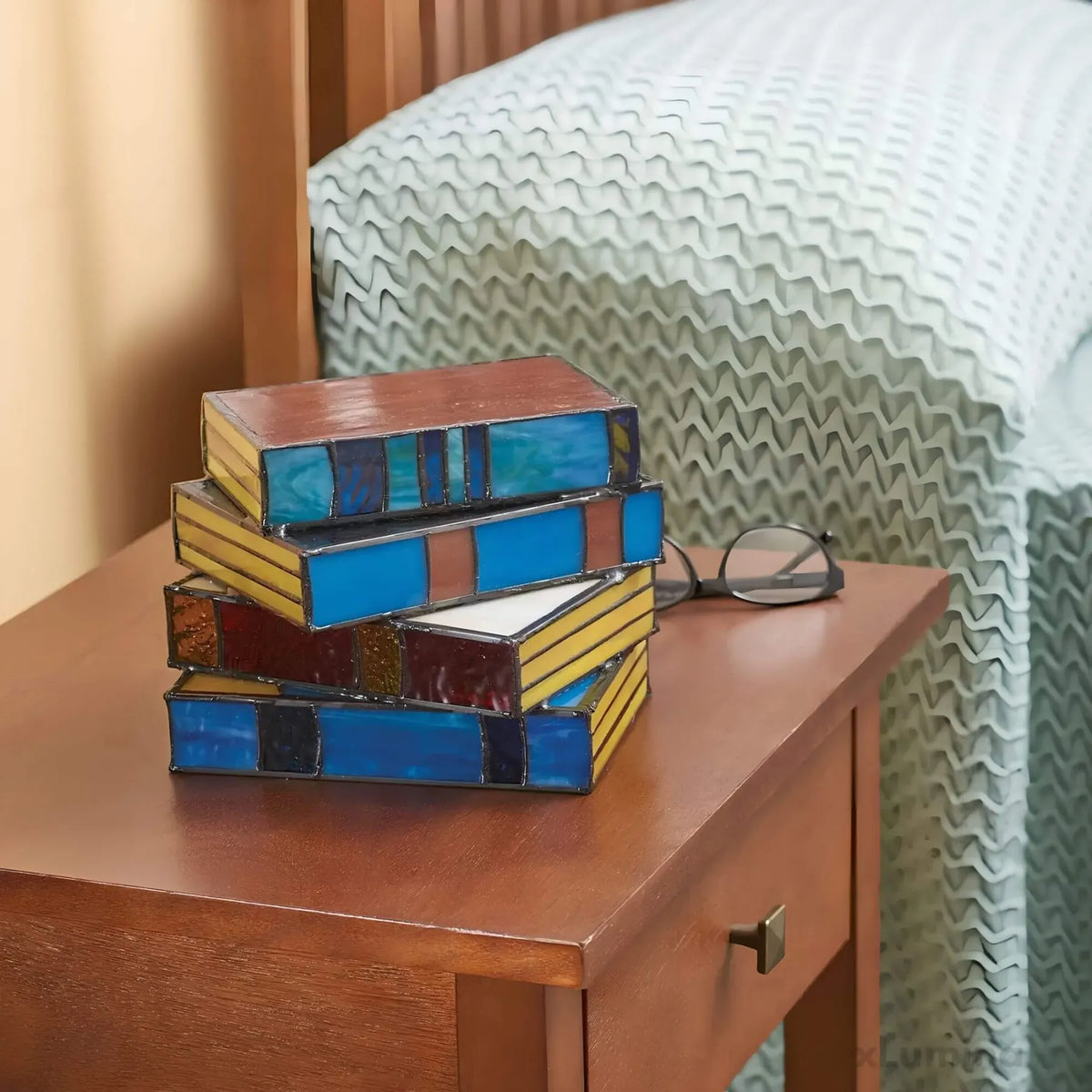 Table Lamp Stained Glass Book-Shaped Warm Diffused Light