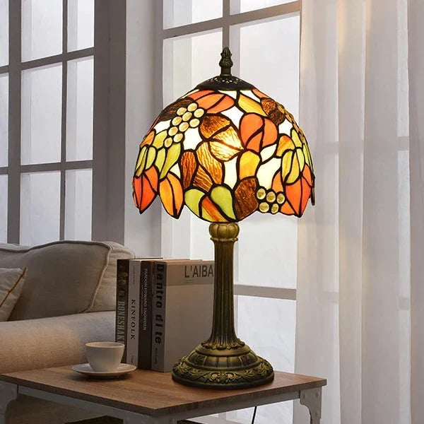 Table Lamp Stained Glass Shade E27 Socket Warm Ambient Light