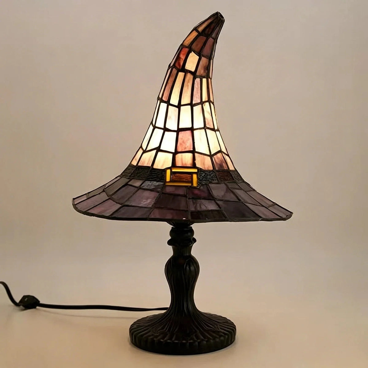 Table Lamp Stained Glass Witch Hat USB Powered