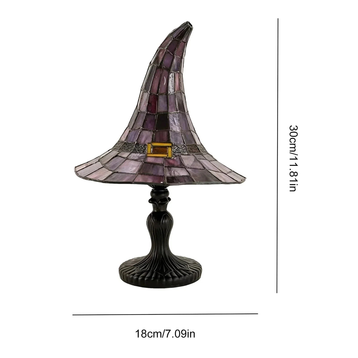 Table Lamp Stained Glass Witch Hat USB Powered