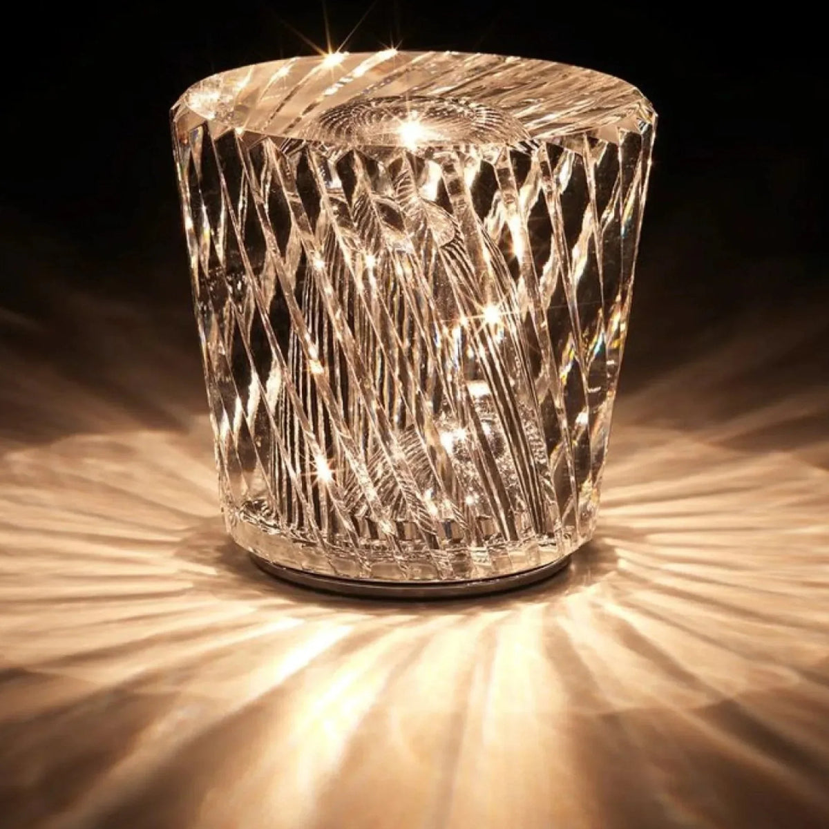 Table Lamp USB Rechargeable Diamond-Cut Crystal