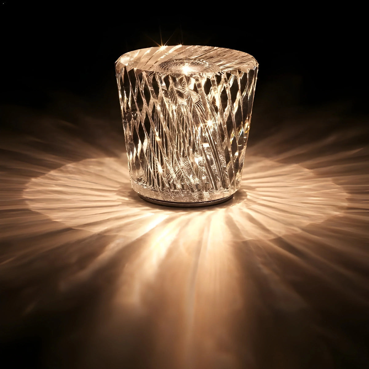Table Lamp USB Rechargeable Diamond-Cut Crystal