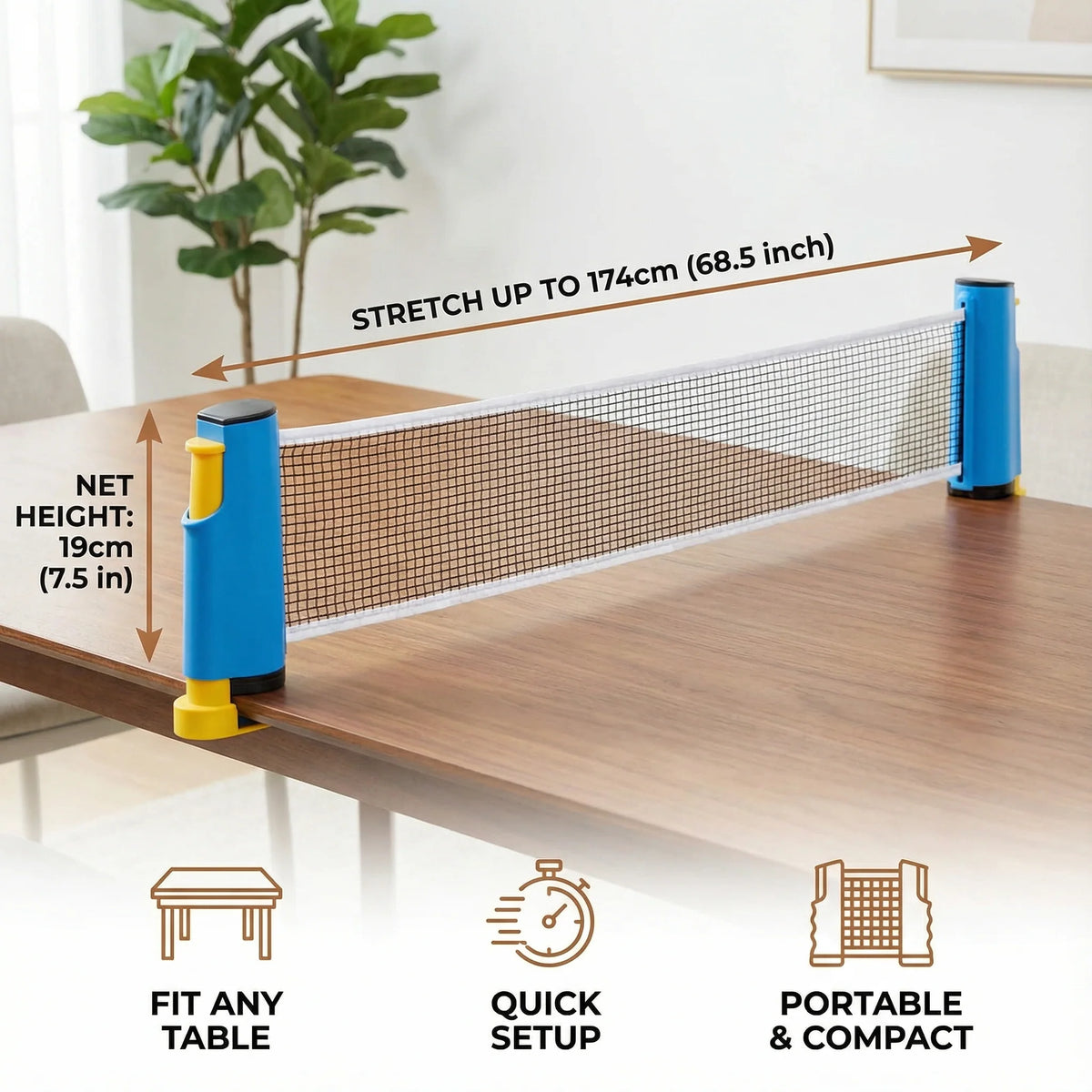 Table Tennis Net Retractable Adjustable Non-Marking Clamps