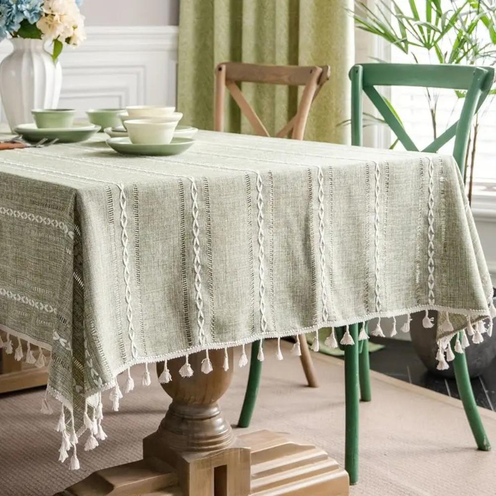 Tablecloth Cotton-Linen Blend Wrinkle-Resistant Machine-Washable