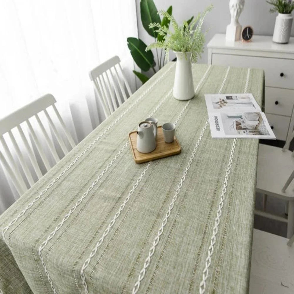 Tablecloth Cotton-Linen Blend Wrinkle-Resistant Machine-Washable