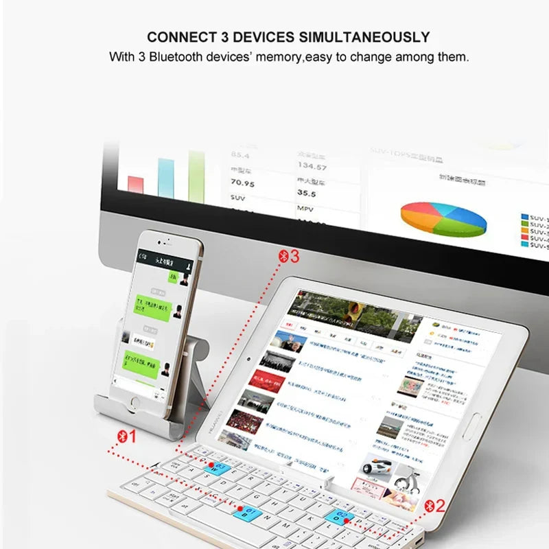 Tablet Keyboard Foldable Bluetooth Magnetic Stand