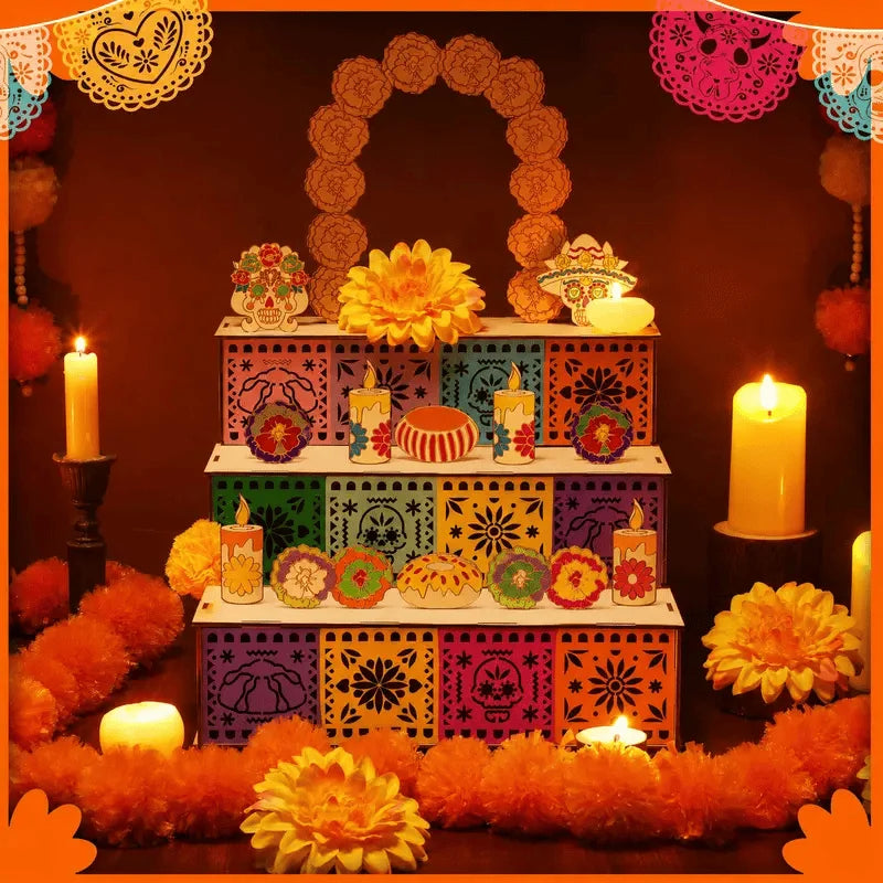 Tabletop Altar Display Wooden Three-Tier Compact Design