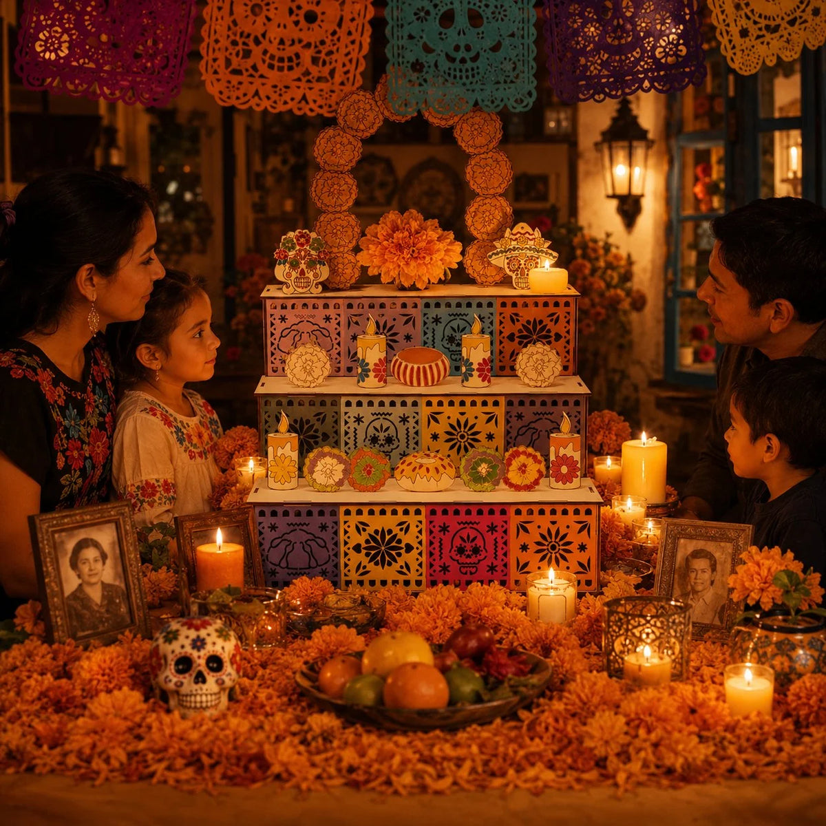 Tabletop Altar Display Wooden Three-Tier Compact Design