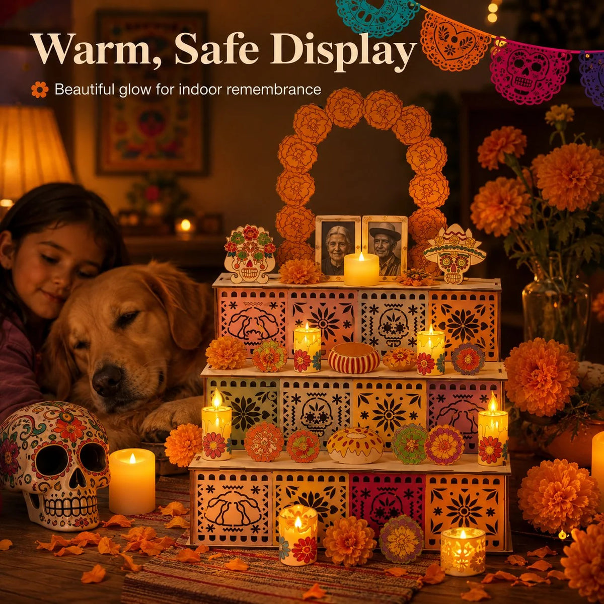Tabletop Altar Display Wooden Three-Tier Compact Design