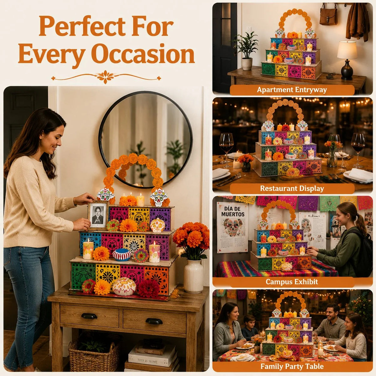 Tabletop Altar Display Wooden Three-Tier Compact Design