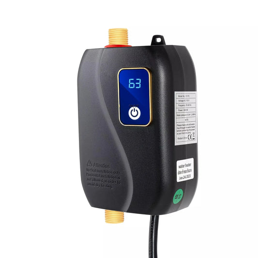 Tankless Electric Water Heater LED Temperature Display Compact Wall-Mounted