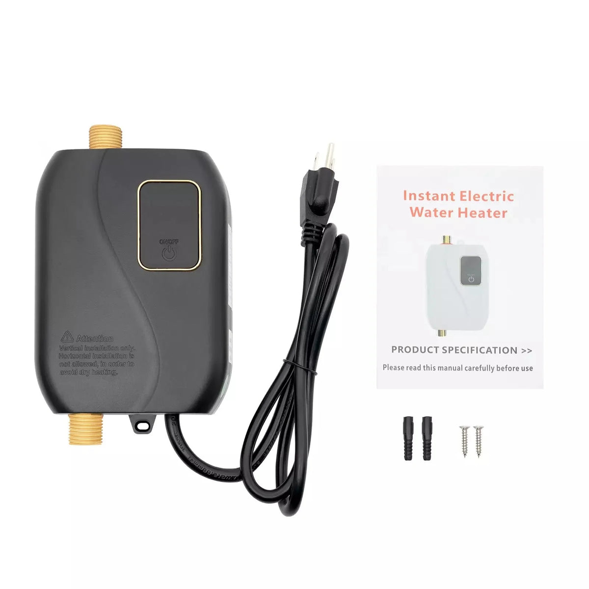 Tankless Electric Water Heater LED Temperature Display Compact Wall-Mounted