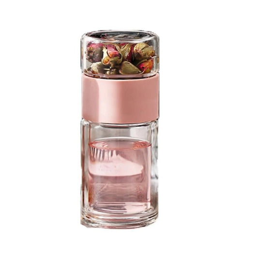 Tea Infuser Bottle Double-Wall Glass Stainless Steel Filter