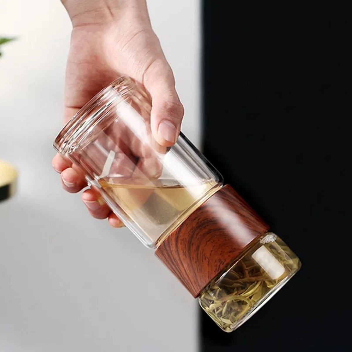 Tea Infuser Bottle Double-Wall Glass Stainless Steel Filter