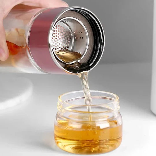 Tea Infuser Bottle Double-Wall Removable Strainer 14.5 Oz