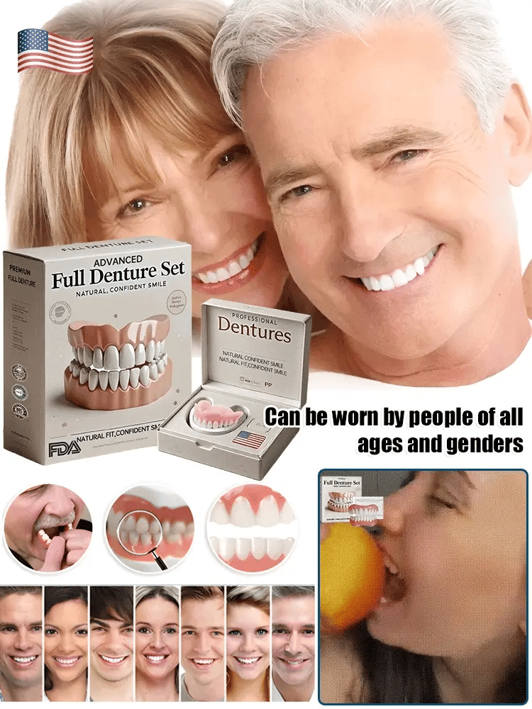 Temporary Denture Set Heat-Moldable Reusable Upper & Lower Pieces