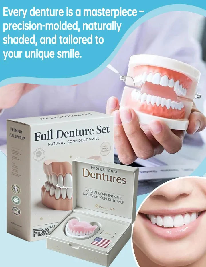 Temporary Denture Set Heat-Moldable Reusable Upper & Lower Pieces