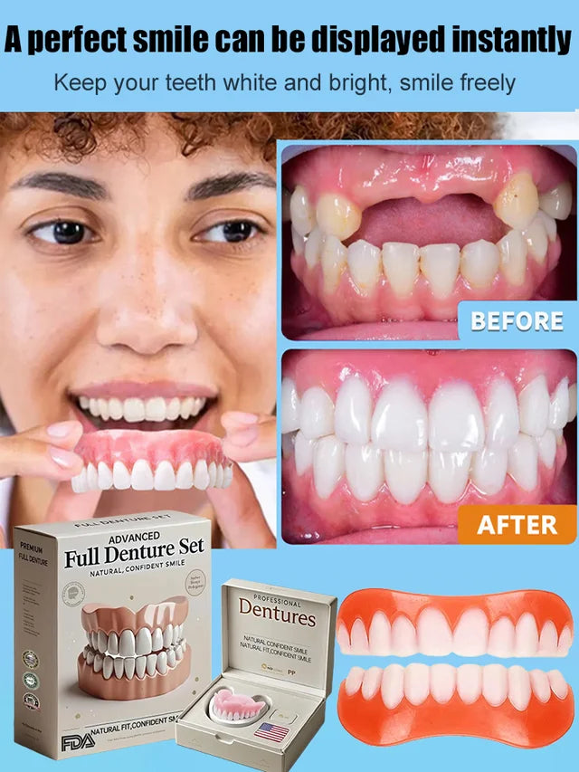 Temporary Denture Set Heat-Moldable Reusable Upper & Lower Pieces