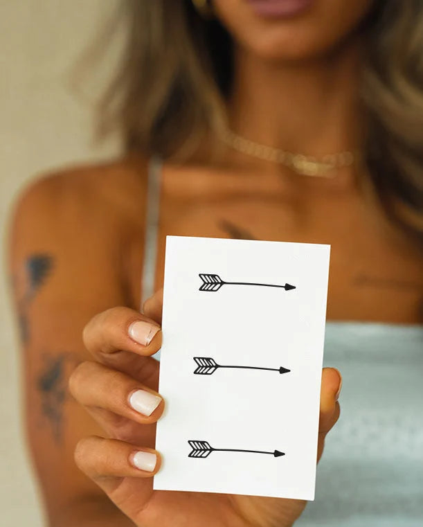 Temporary Tattoo Minimal Black Arrow Water Transfer Application