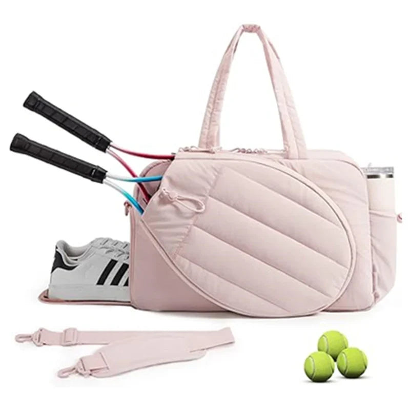 Tennis Bag Water-Resistant Multiple Pockets Detachable Shoulder Strap