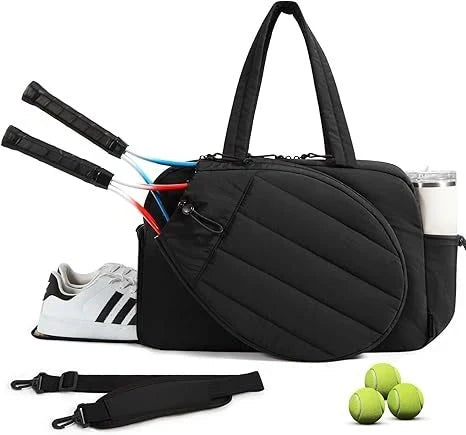 Tennis Bag Water-Resistant Multiple Pockets Detachable Shoulder Strap