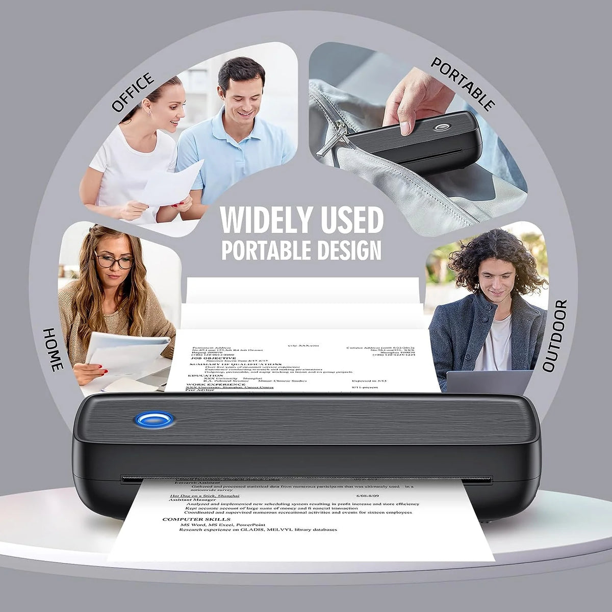 Thermal Printer Portable Wireless 600 Sheets Per Charge