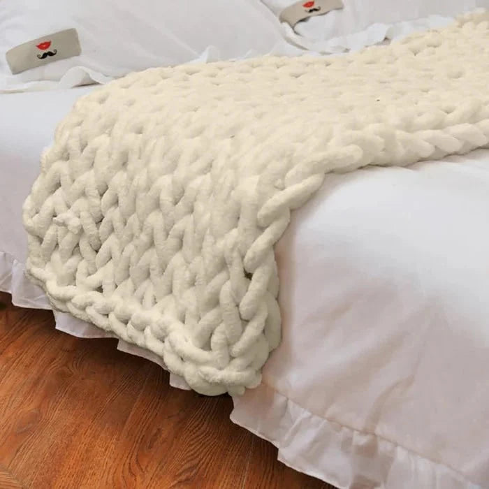 Throw Blanket Chenille Chunky Knit Oversized Loop Stitch