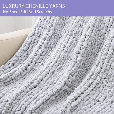 Throw Blanket Chenille Chunky Knit Oversized Loop Stitch