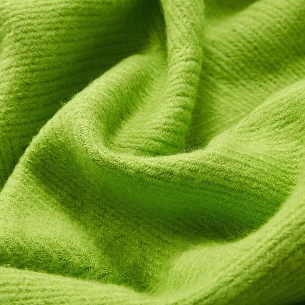 Throw Blanket Chunky Knit Acrylic Tassel Fringe Machine Washable
