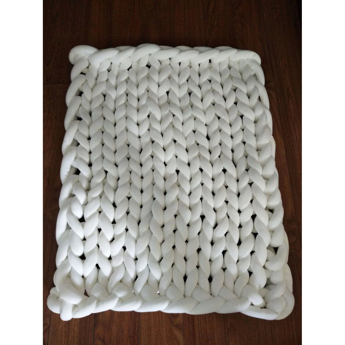 Throw Blanket Chunky Knit Weighted Comfort Braided Edges