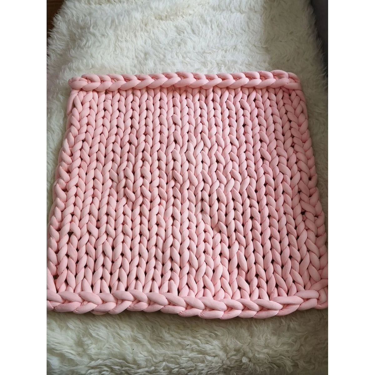 Throw Blanket Chunky Knit Weighted Comfort Braided Edges