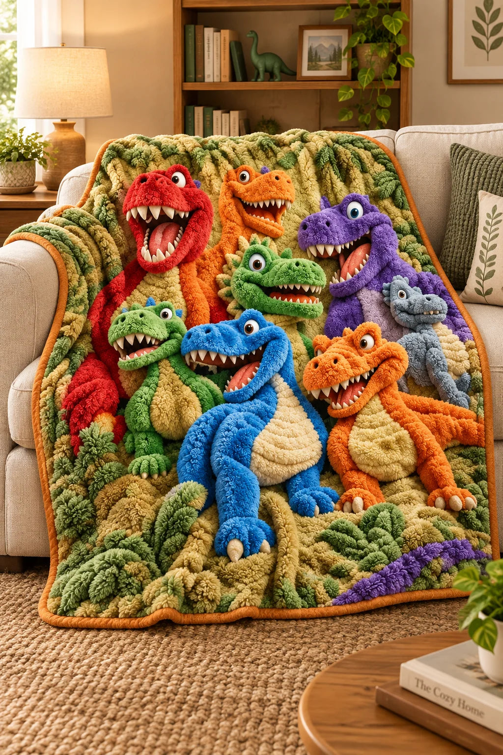 Throw Blanket Oversized Dinosaur Print Soft & Breathable Machine Washable
