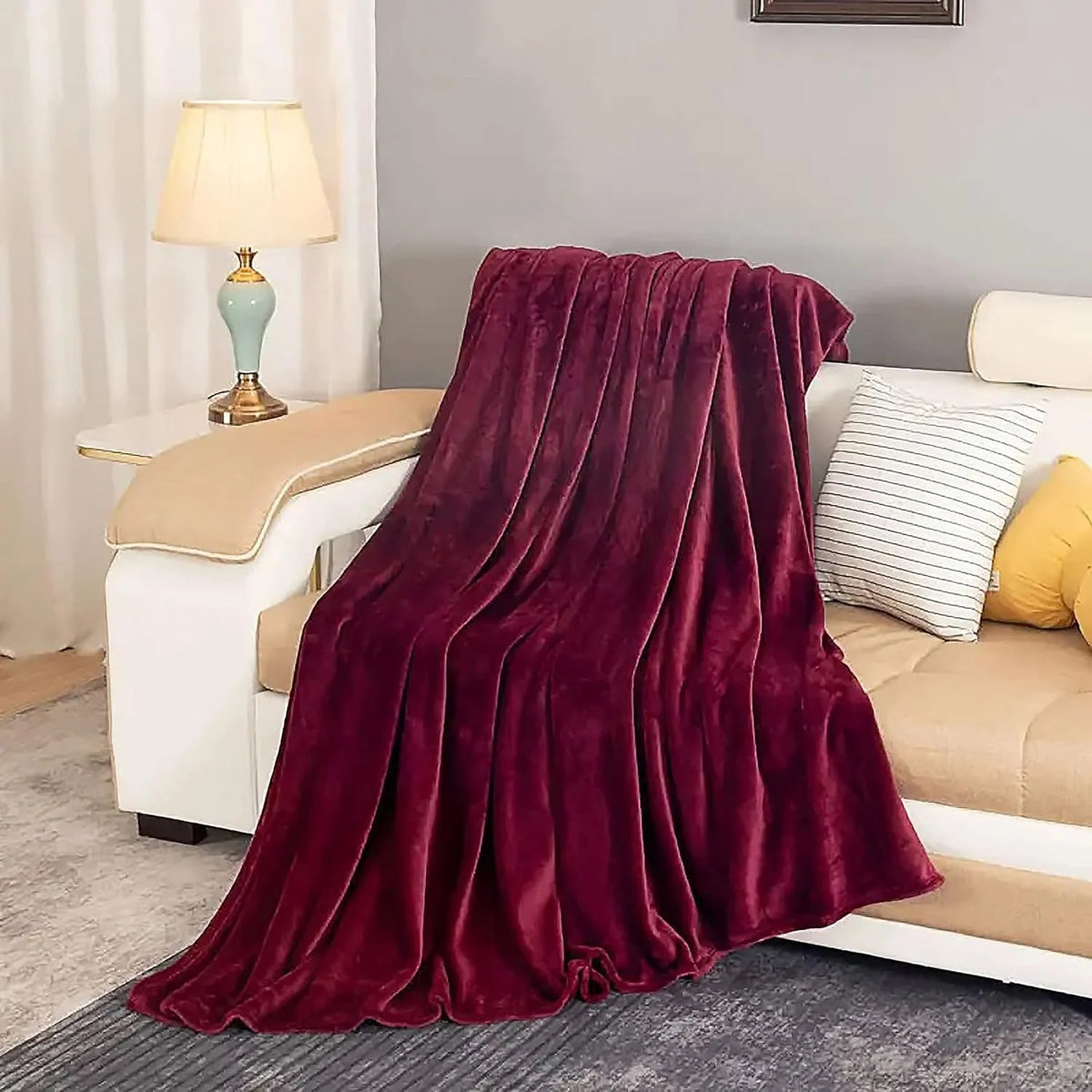Throw Blanket Plush Faux Fur Lightweight Machine-Washable