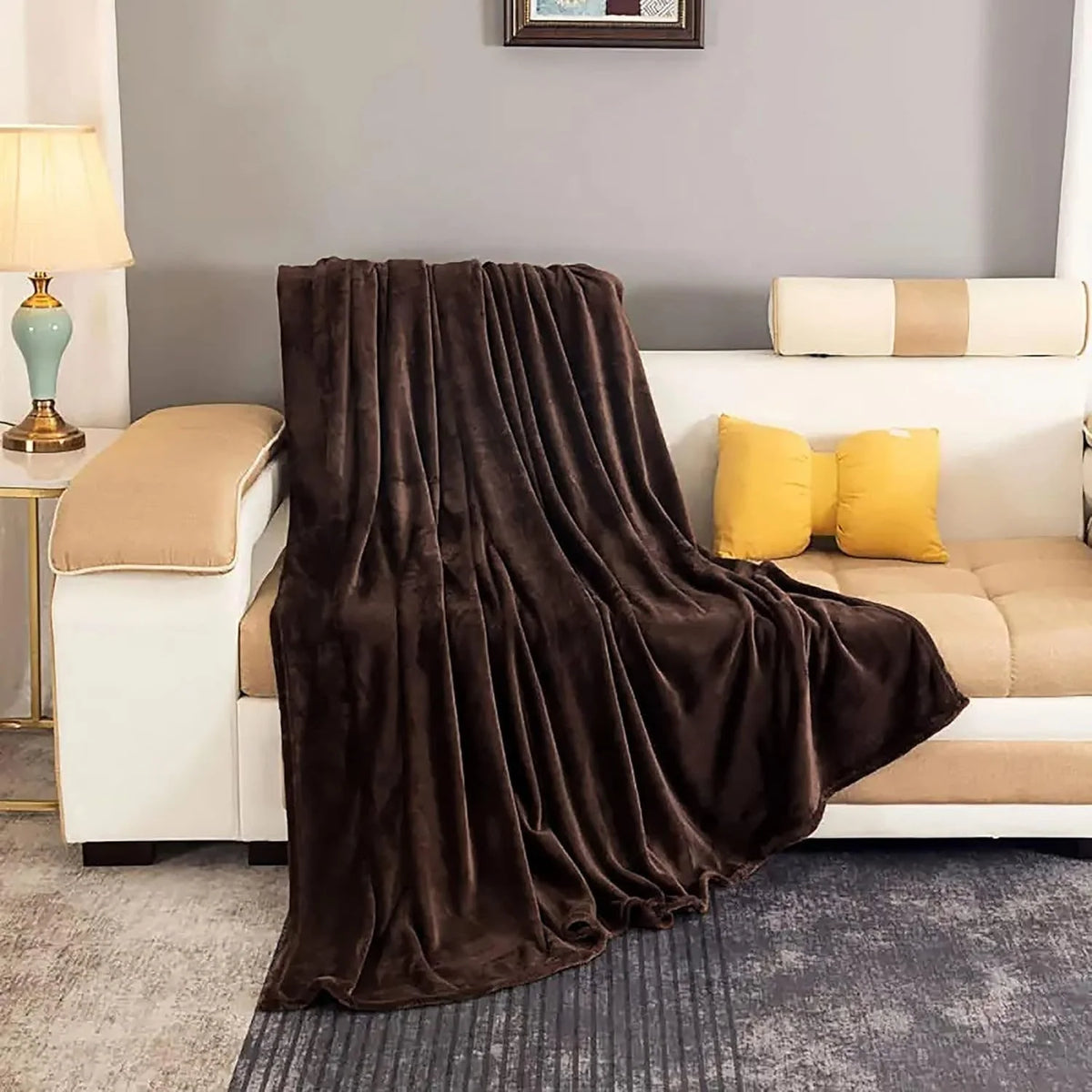 Throw Blanket Plush Faux Fur Lightweight Machine-Washable